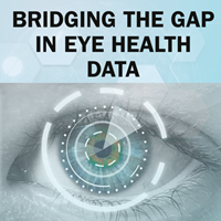 close-up of a human eye with circles around pupil of eye suggesting eye is analyzing data
