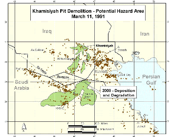 Figure 46. 200 Potential hazard area for Day 2: March 11, 1991
