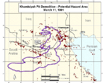 Figure 45. 1997 Potential Hazard area for Day 2: March 11, 1991
