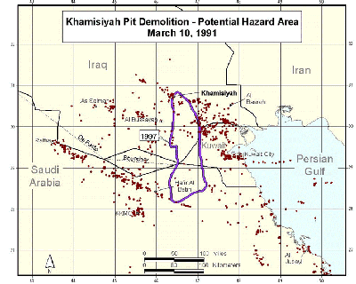 Figure 43. 1997 Potential Hazard area for Day 1: March 10, 1991