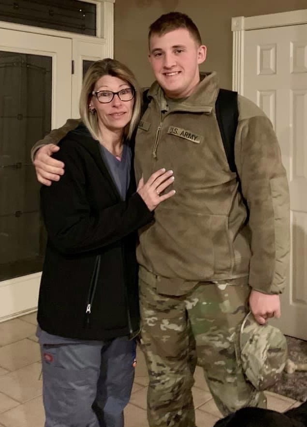 Joellen Wright with Army son