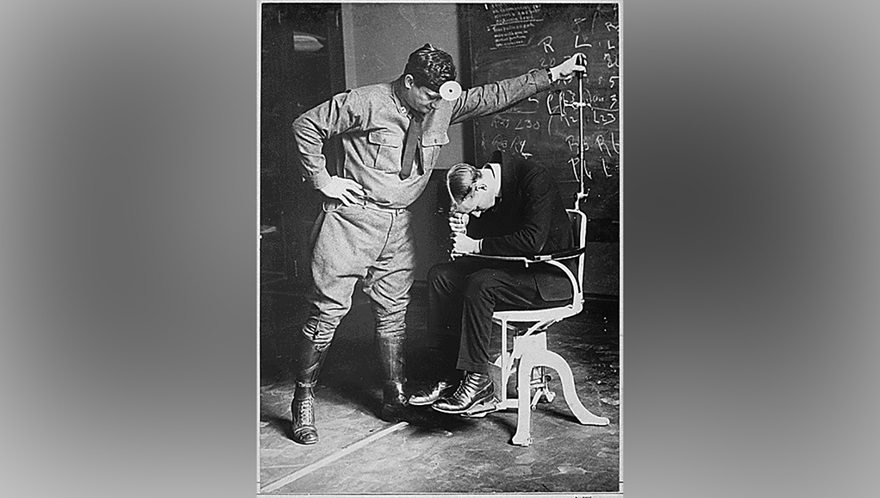 Original style of centrifuge testing during World War I