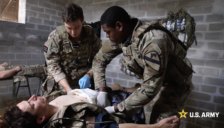 U.S. Army medics with the 1-8 CAV train with British soldiers