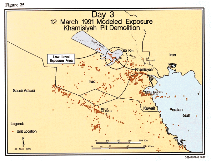 Figure 25. Day 3: March 12, 1991, Modeled Exposure Khamisiyah Pit Demolition