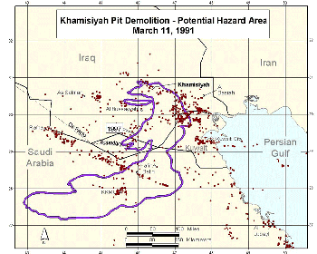 Figure 45. 1997 Potential hazard area for Day 2: March 11, 1991