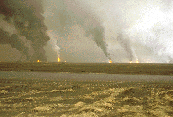 Figure 11. Burning oil well heads in Kuwait