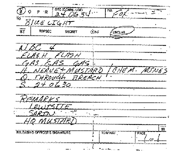 Figure 12. The NBC-4 report received by Blue Light, the 1/6 NBC officer, at 6:34 AM, February 24, 1991