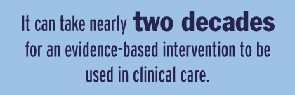 It can take nearly two decades for an evidence-based intervention to be used in clinical care