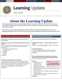 DoD Patient Safety Program Learning Update July 2018 Cover