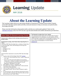 DoD Patient Safety Program 2018 May Learning Update cover