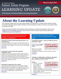 DoD Patient Safety Program Learning Update: March & April 2017