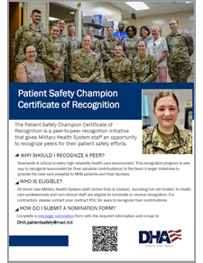 Patient Safety Champion Certificate of Recognition Flyer cover image