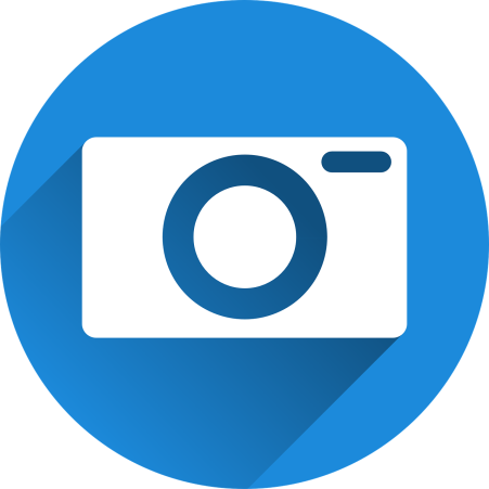 An image of a camera on a blue circle