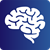 Icon for the Warfighter Brain Health Provider Toolkit app, it is a blue square with a lateral view of an illustrated brain shape in the middle.