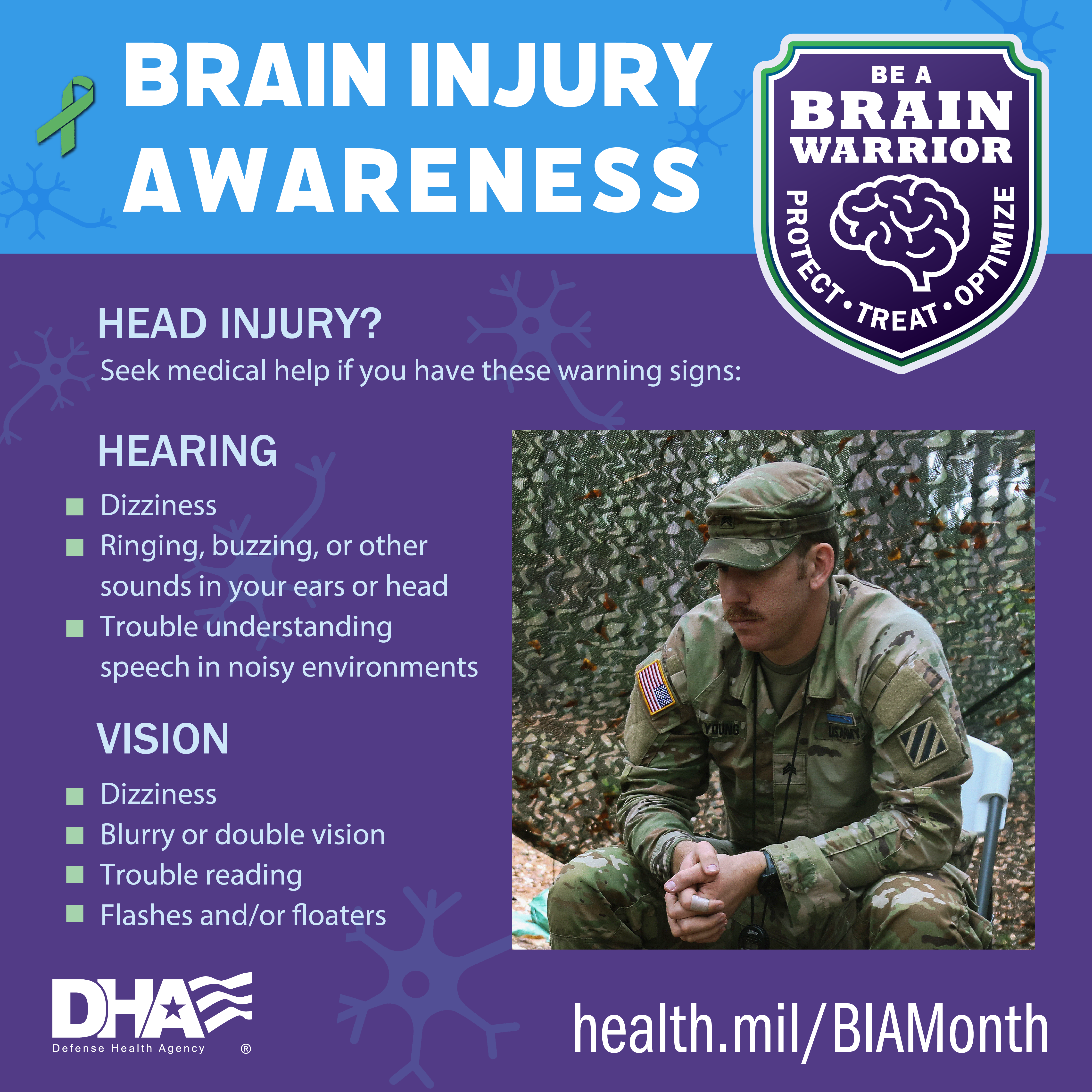 Brain Injury Awareness: Head Injury? Hearing. Vision.