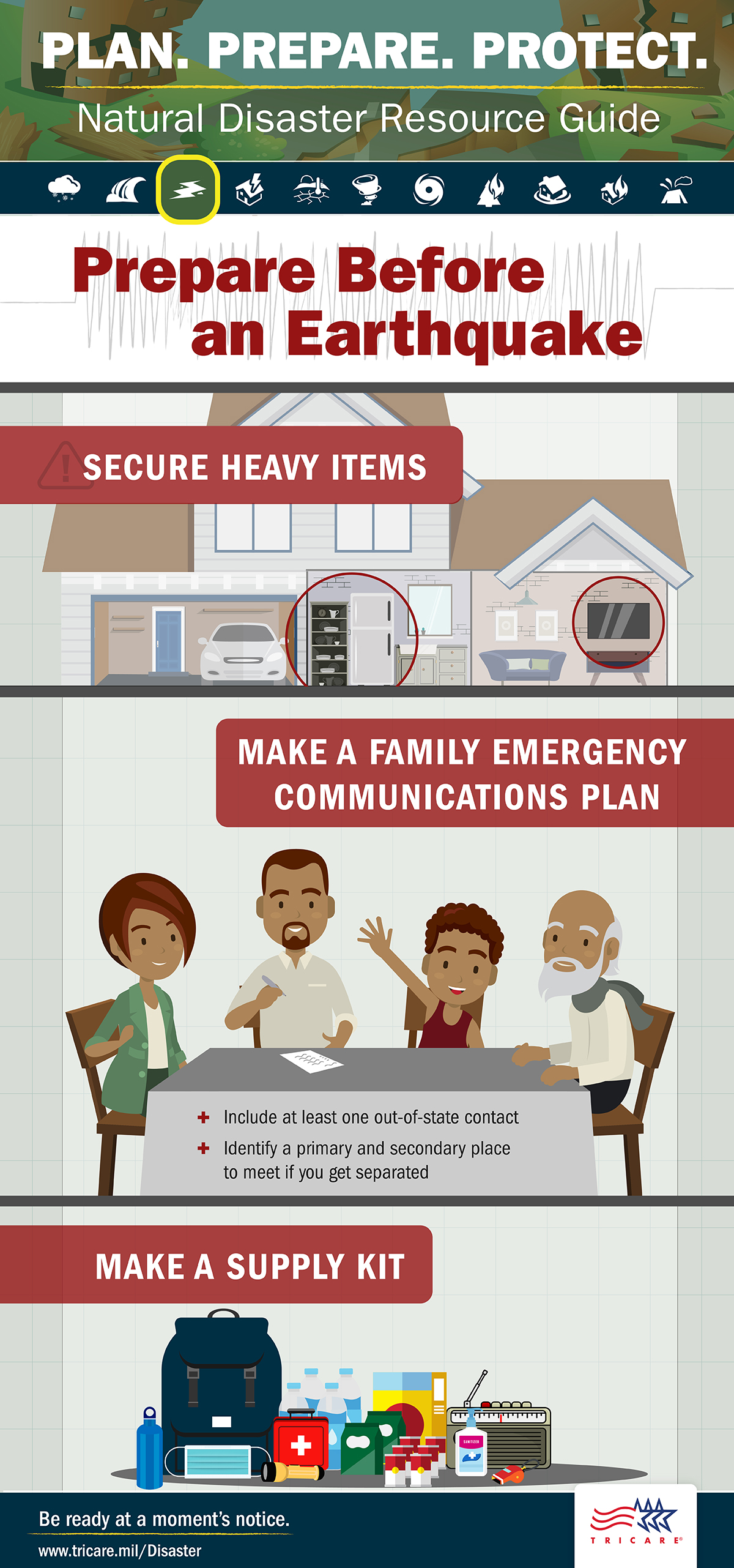 It’s important to secure heavy items, make a family emergency communications plan, and a supply kit to prepare for an earthquake