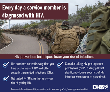 HIV PrEP Infographic - Every day a service member is diagnosed with HIV. 