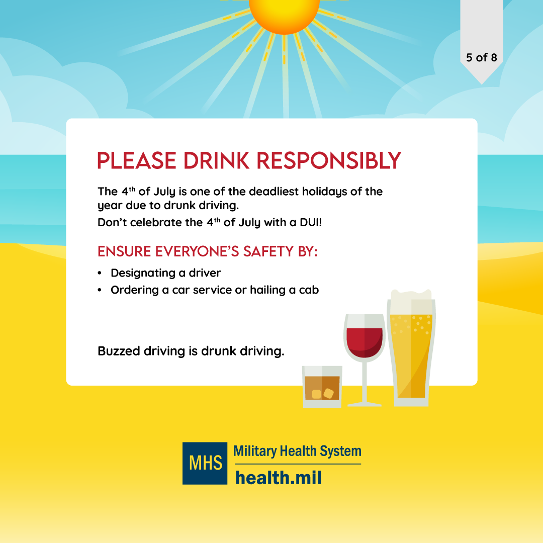 Social media graphic on summer safety showing a beach scene