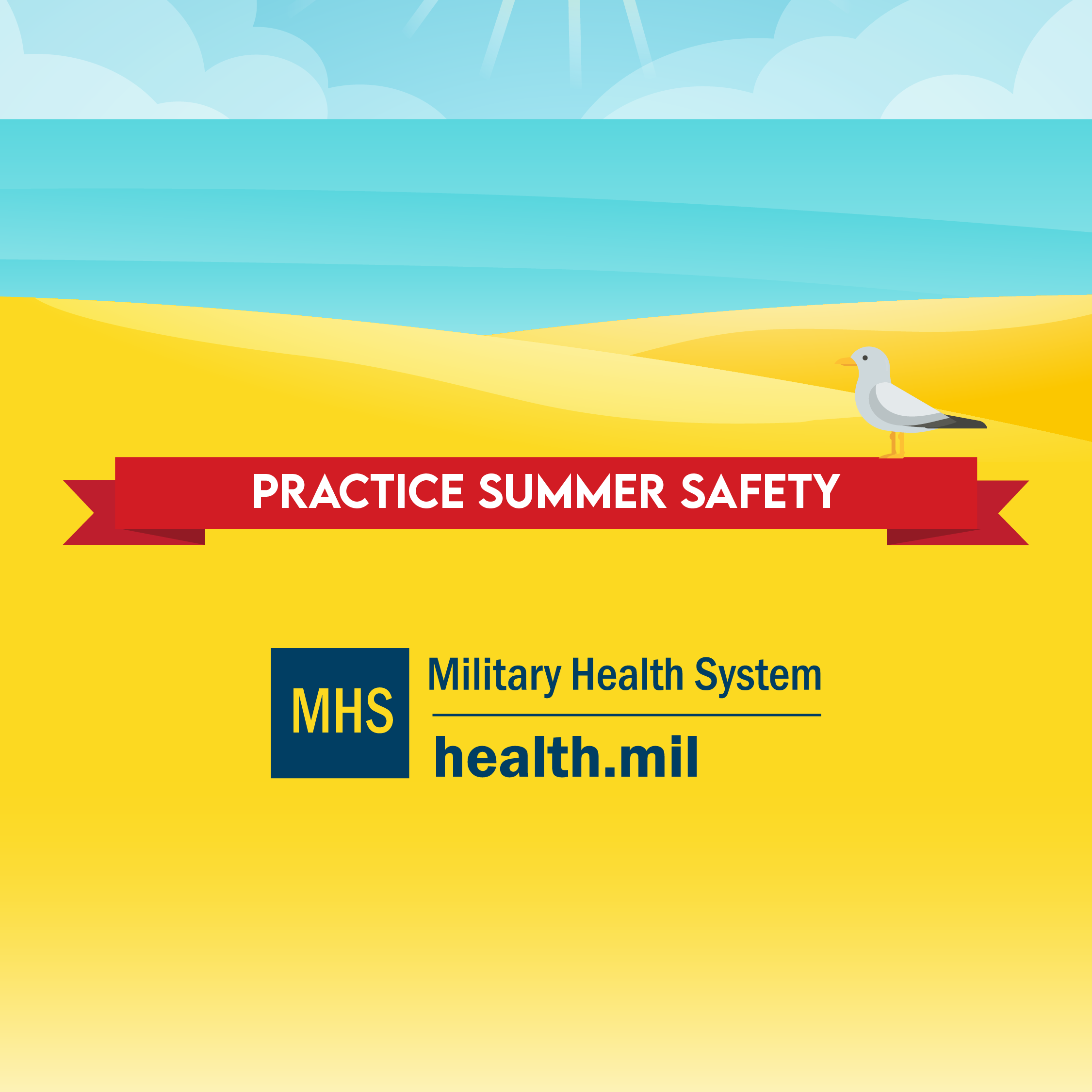  Social media graphic on summer safety showing a beach scene