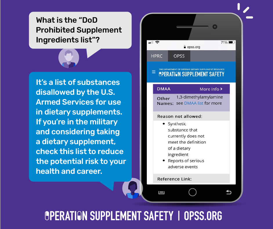 Link to Infographic:   Operation Supplement Safety - "What is the "DoD Prohibited Supplement Ingredient List?"