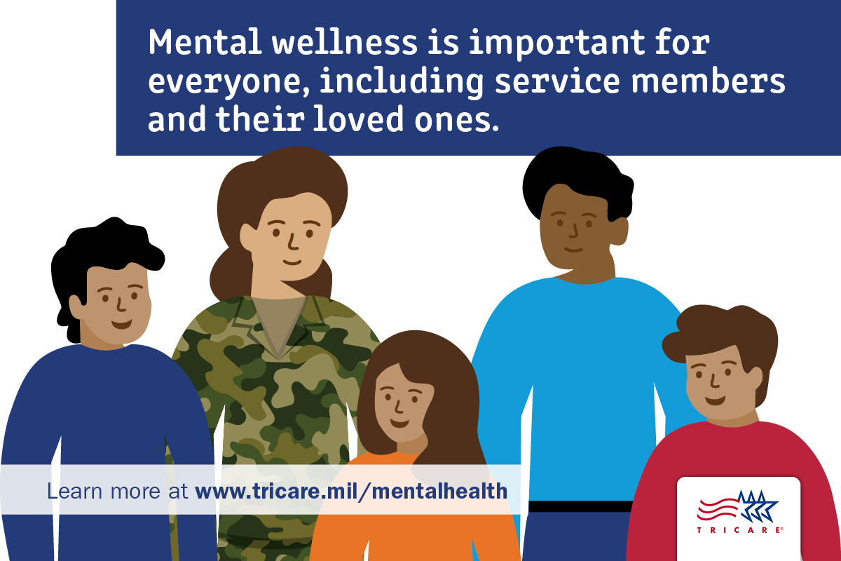 Link to Infographic: Graphic of a person speaking with a therapist, with a header stating: “Need someone to talk to about mental health?” Links to www.tricare.mil/mentalhealth. The TRICARE logo is on the bottom right. 