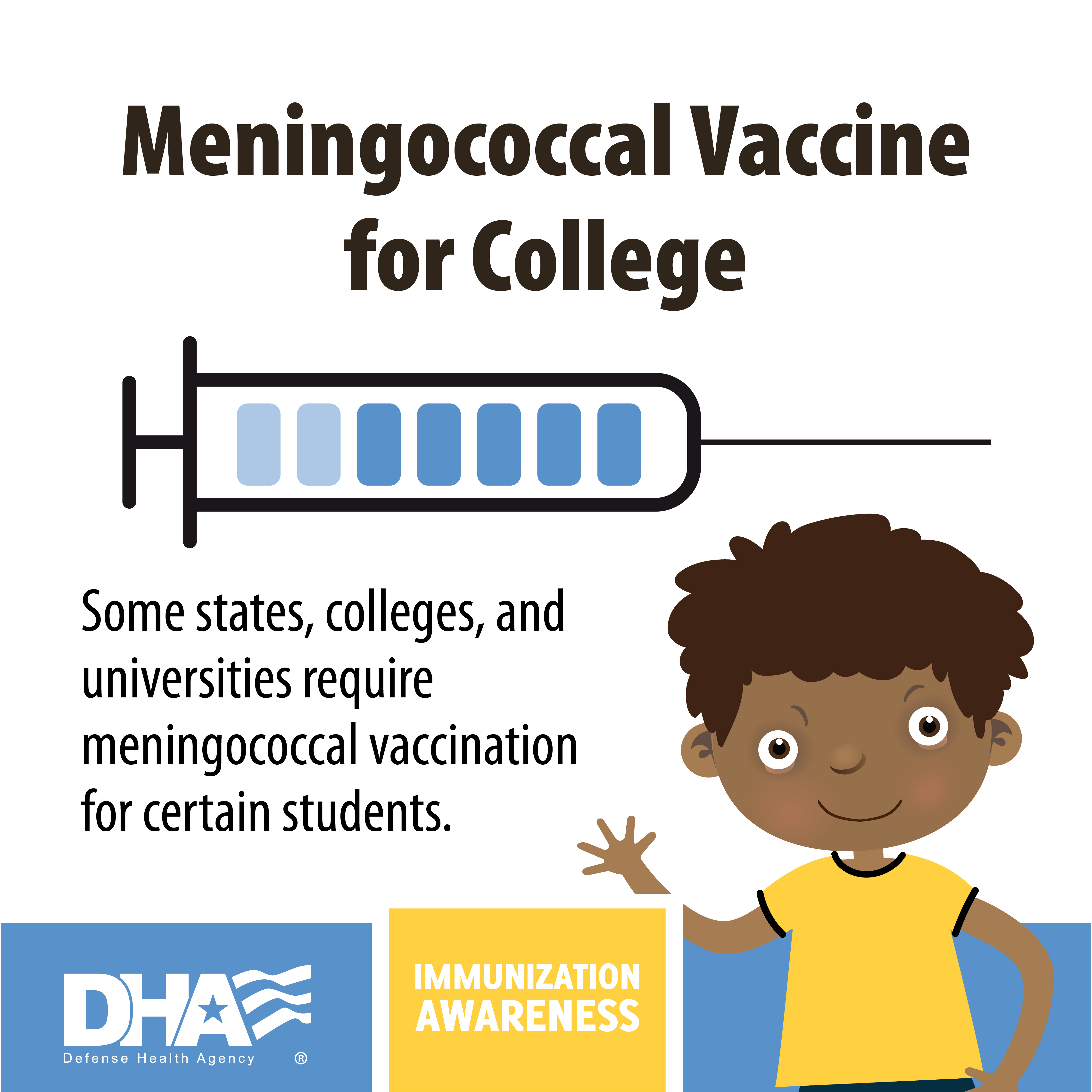 Meningococcal vaccine for college - some states, colleges and universities require meningococcal vaccination for certain students