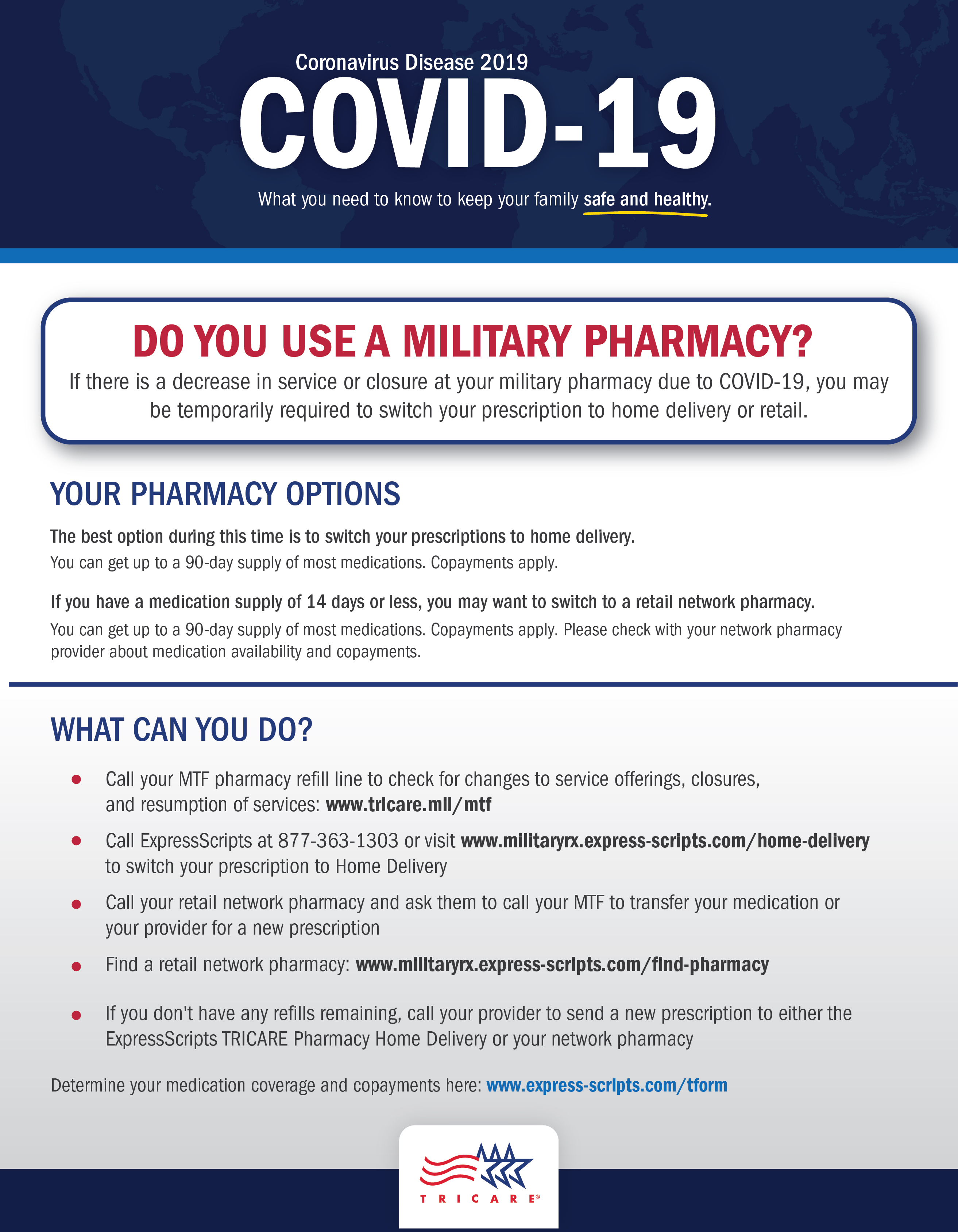 This Infographic describes your pharmacy options if your military pharmacy is closed due to COVID-19.