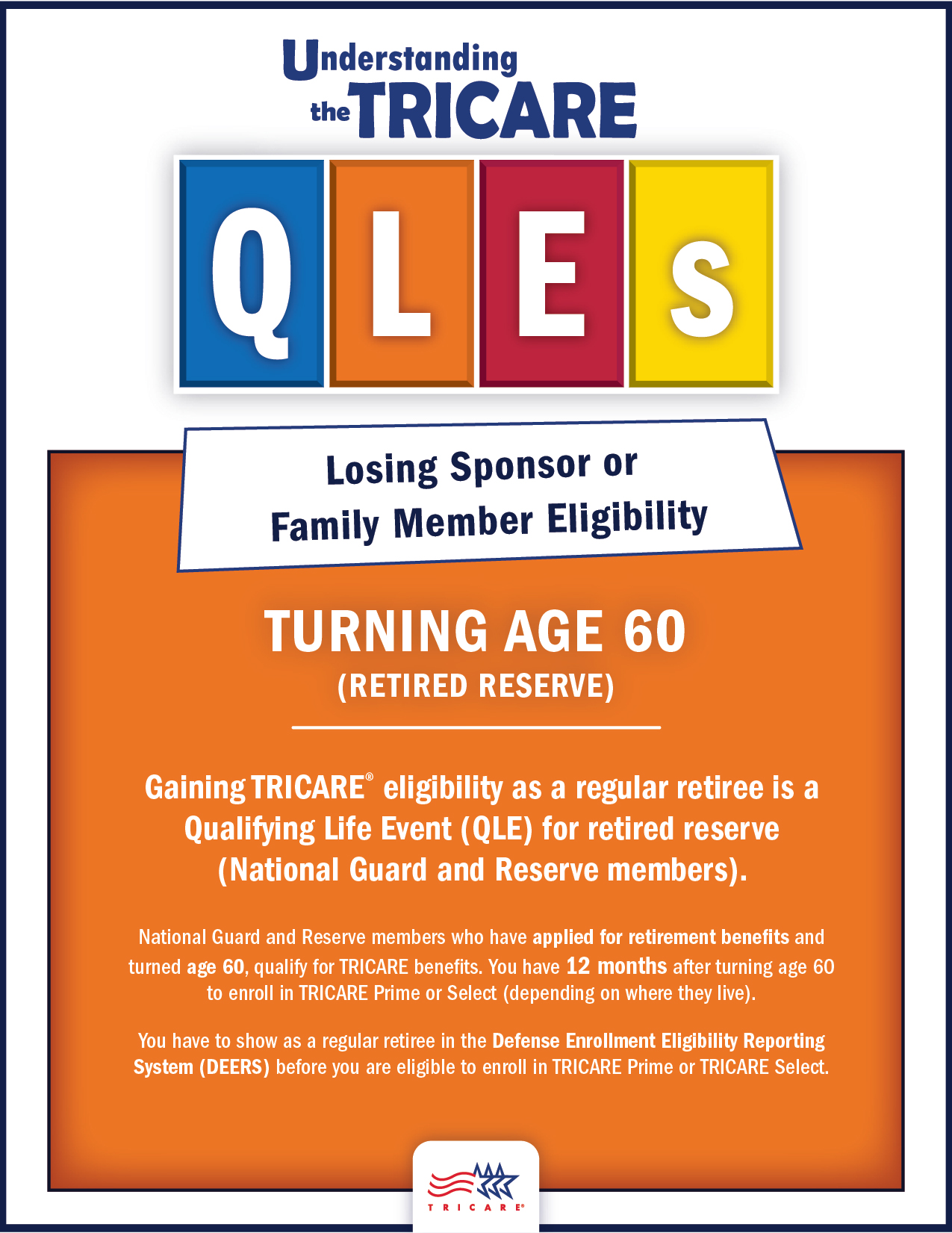 TRICARE QLE: Retired National Guard or Reserve Member Turning 60