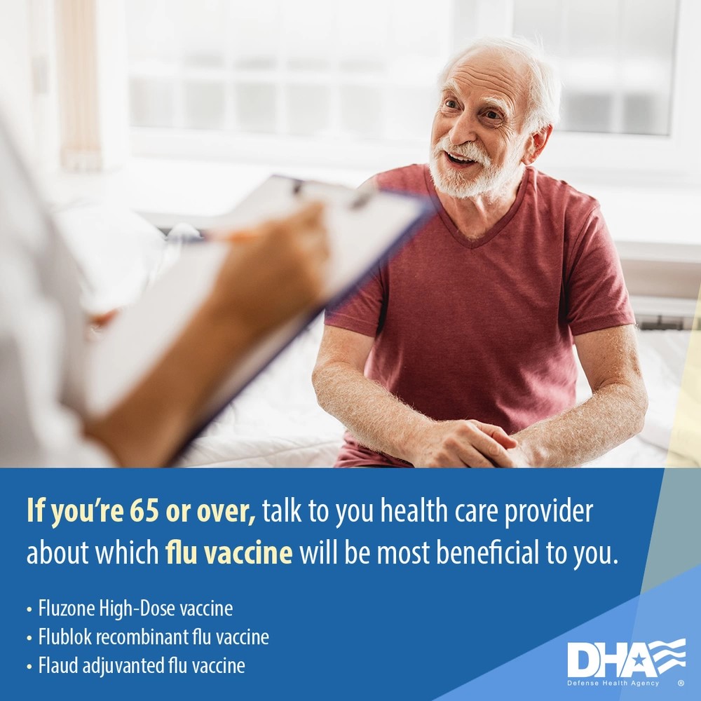 Link to Infographic: If you're 65 or over, talk to you health care provider about which flu vaccine will be most beneficial to you. 