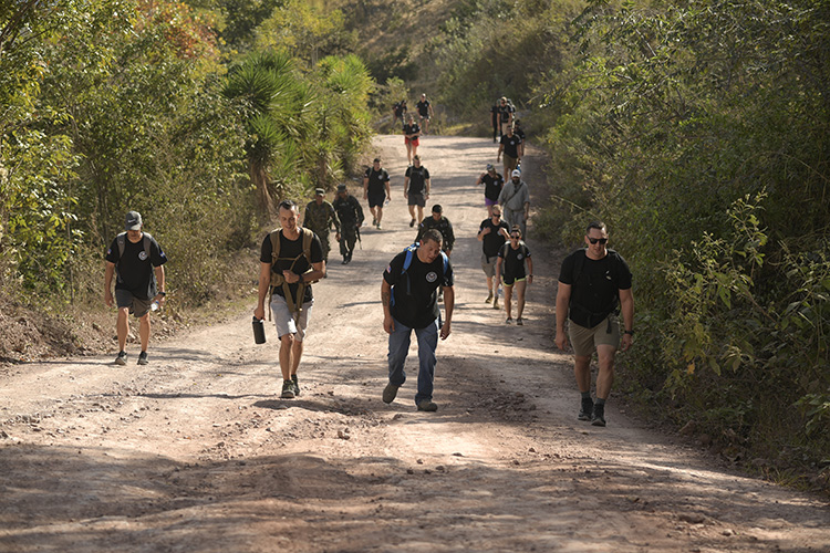 Image of Service members were hiking the road mountain. Click to open a larger version of the image.
