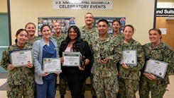  Nurses and hospital corpsman assigned to U.S. Naval Hospital (USNH) Sigonella, receive DAISY nominations and awards