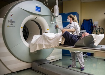 Patient being prepped for a PET scan