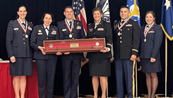 Military personnel at awards dinner