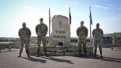 U.S. Air Force Airmen assigned to the 386th Expeditionary Medical Squadron psychological readiness team, pose for a photo within the U.S. Central Command area of responsibility