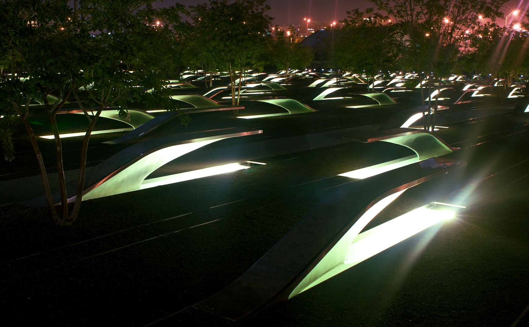 Link to Photo: Photo of the National 9/11 Pentagon Memorial. The Pentagon Memorial was created to remember and honor those family members and friends who are no longer with us because of the events of September 11, 2001 at the Pentagon. (Courtesy photo by Kevin Dwyer)