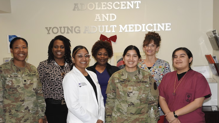 Army Maj. (Dr.) Saira Ahmed, Army Lt. Col. (Dr.) Shaprina Williams and Dr. Harshita Saxena are the trio of physicians who lead the charge in providing care the patients in the AYA clinic.