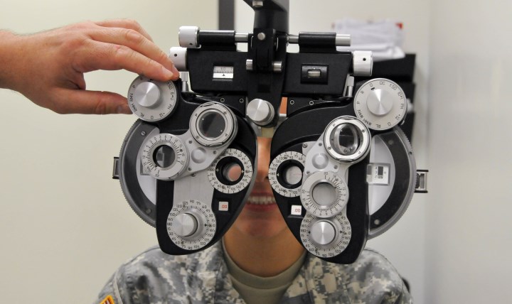 Private Jeanette Lee of the Army Reserve’s 244th Aviation Brigade undergoes vision screening during a mass medical-readiness event hosted by the Army Reserve’s 99th Regional Support Command at Joint Base McGuire-Dix-Lakehurst, New Jersey. More than 300 Army Reserve and Army National Guard Soldiers had the opportunity to take care of their Periodic Health Assessments, dental exams, vision screenings, HIV blood draws, immunizations, hearing tests and temporary or permanent profiles during the event. (U.S. Army photo by Sgt. Salvatore Ottaviano)