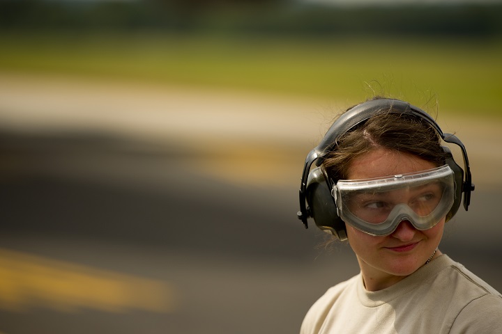 From flight line operations to firearms qualification ranges, aircraft maintenance back shops, vehicle repair shops, or civil engineering shops, noise brings the potential of hearing loss if proper personal protective hearing equipment is not available or utilized. (U.S. Air Force photo)
