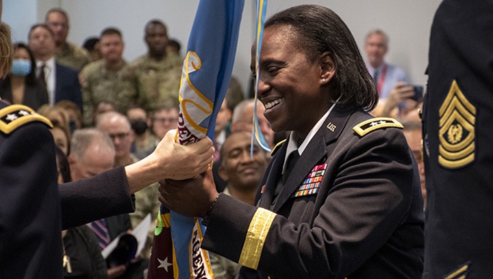 U.S. Army Maj. Gen. Telita Crosland becomes the Defense Health Agency's fourth director at a ceremony held in Falls Church, Virginia, on Jan. 3. Crosland succeeds U.S. Army Lt. Gen. (Dr.) Ronald Place, who served as director since October 2019.