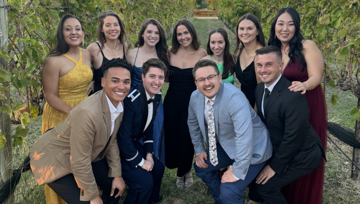 A group of general surgery residents celebrating at a wedding! 
