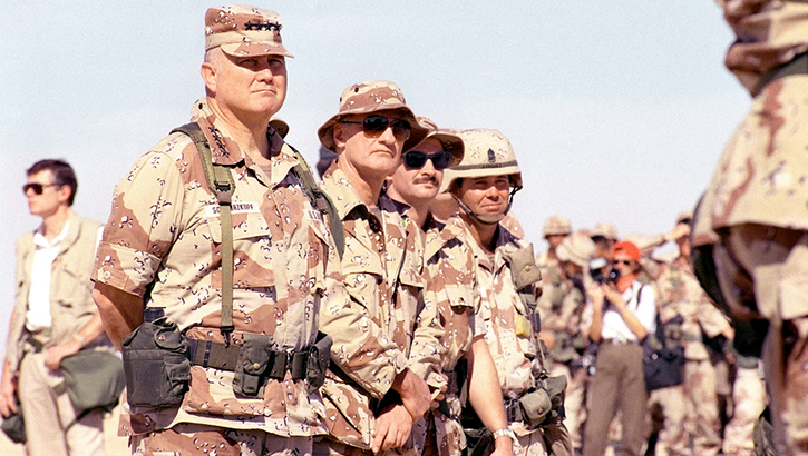 General Schwartzkopf inspecting troops in 1991