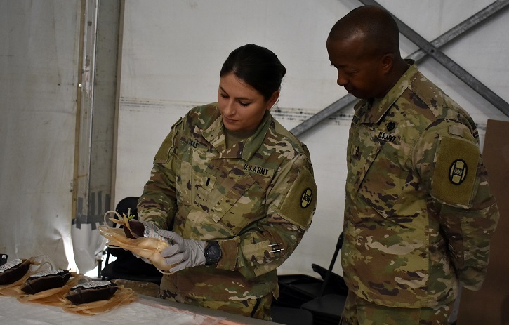 Medical soldiers from the 230th Brigade Support Battalion, 30th Armored Brigade Combat Team, North Carolina National Guard, host a blood drive at Fort Bliss, Texas. The need for donated blood is especially critical during the COVID-19 pandemic. (U.S. Army photo by Lt. Col. Cindi King)