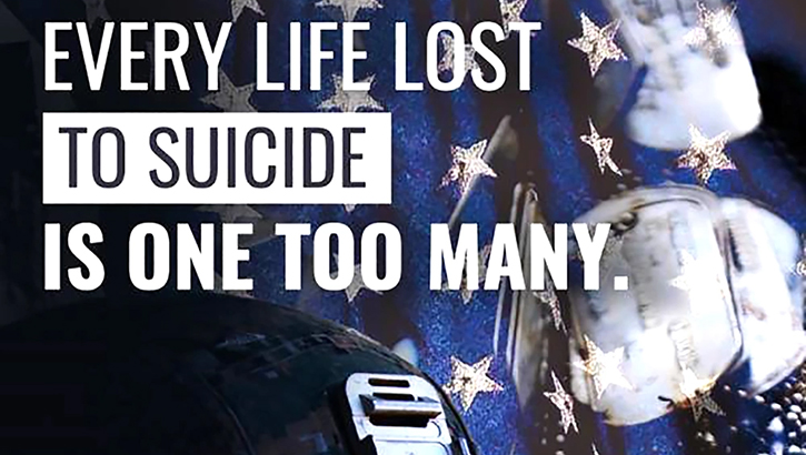 Image of Text reading, Every life lost to suicide is one too many.