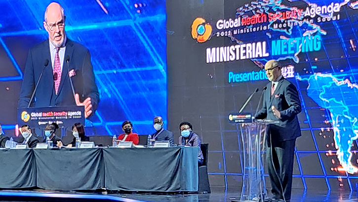 Image of Dr. Chris Daniel, senior advisor for Global Health Engagement Office of the Assistant Secretary of Defense spoke at the 7th Global Health Security Agenda Ministerial Meeting 2022 in Seoul, South Korea.