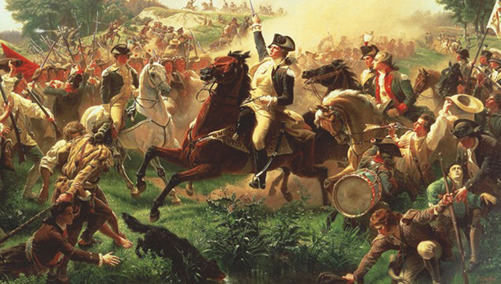 Image of Old photo of George Washington in battle.