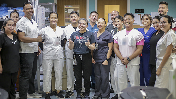 Combat Medics from the Guam National Guard and members of the Guam Memorial Hospital emergency room staff work together in the wake of Typhoon Mawar June 21, 2023. (Photo: Mark Scott/GUNG)