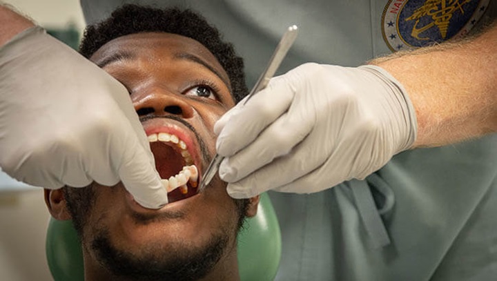 Image of Marine Corps Lance Cpl. Jaden Murry had nearly all of his lower jaw removed because of a tumor. The procedure was the DOD’s first ever immediate jaw reconstruction surgery using 3D-printed teeth.