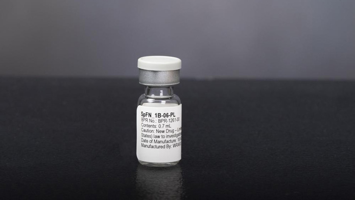 A vial of spike ferritin nanoparticle WRAIR's COVID-19 vaccine