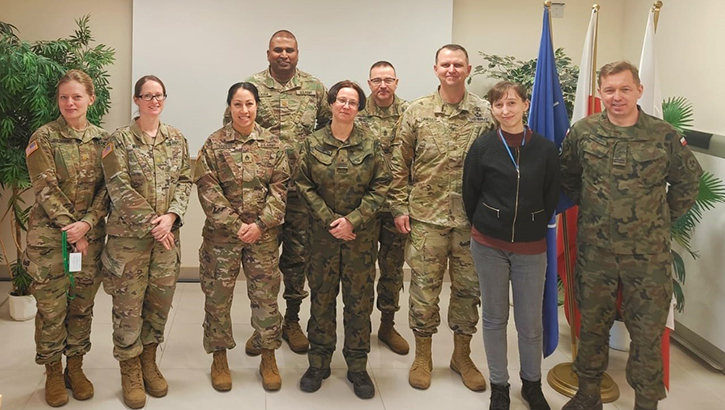 Leaders from the 1st Area Medical Laboratory meet with their Polish counterparts at the Polish Epidemiological Response Center in Warsaw, Poland. The command team from the 1st Area Medical Laboratory visited Poland in support of the U.S. Army Europe-Africa Surgeon Cell’s regional engagement efforts. (Courtesy photo)