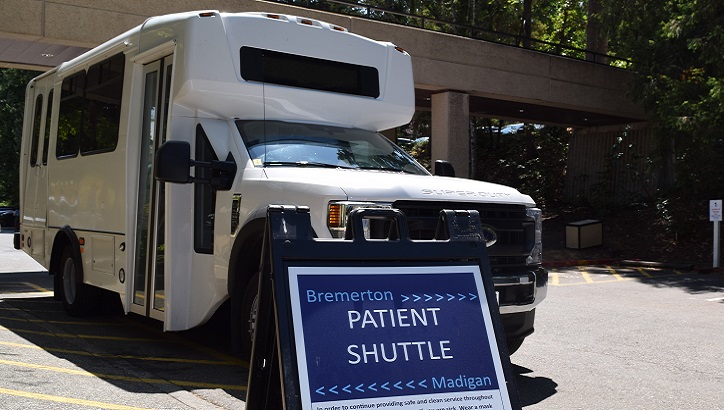 Image of Photo of a shuttle bus. Click to open a larger version of the image.